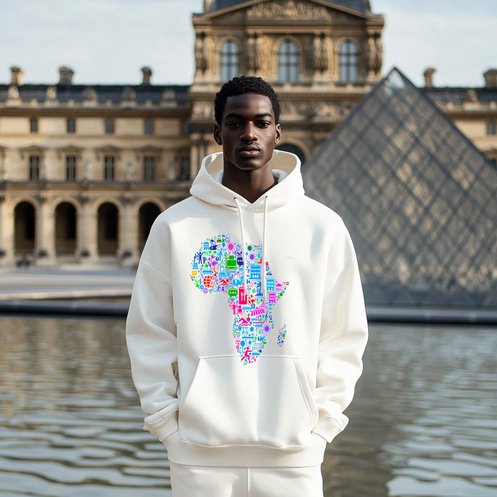 White Africa map colorful pattern Style 202 - Man Hoodie