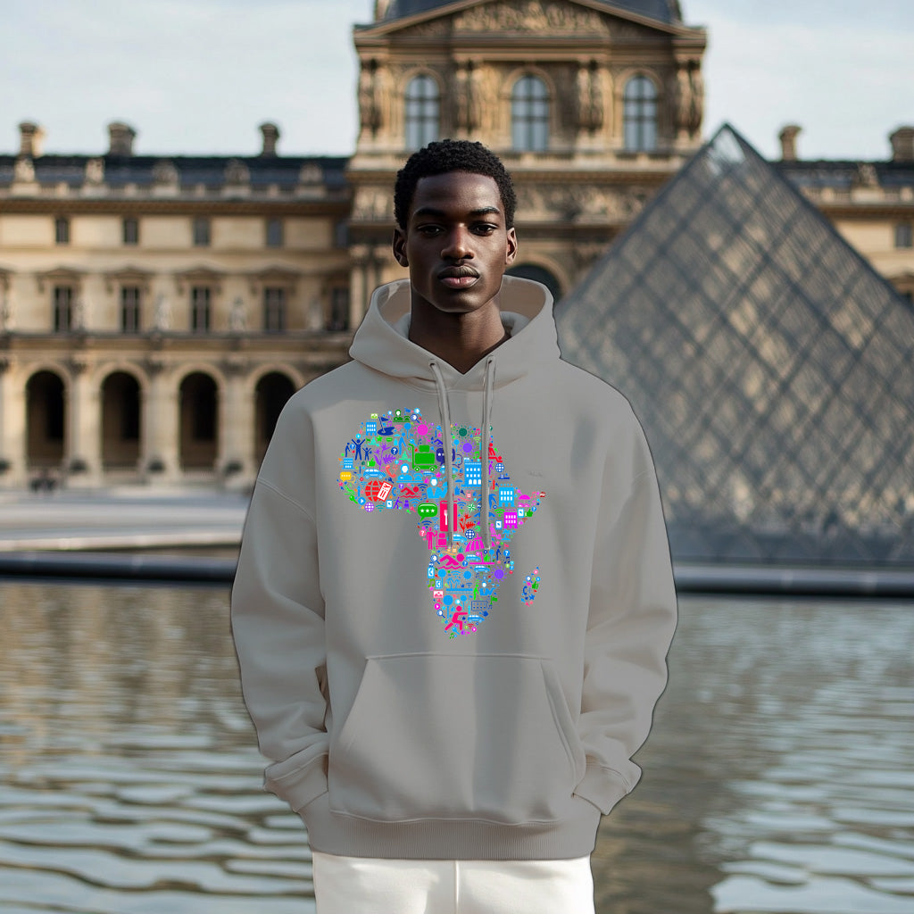 Gray Africa map colorful pattern Style 202 - Man Hoodie