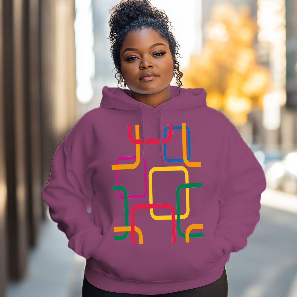 Maroon Colorful abstract pattern Woman Hoodie