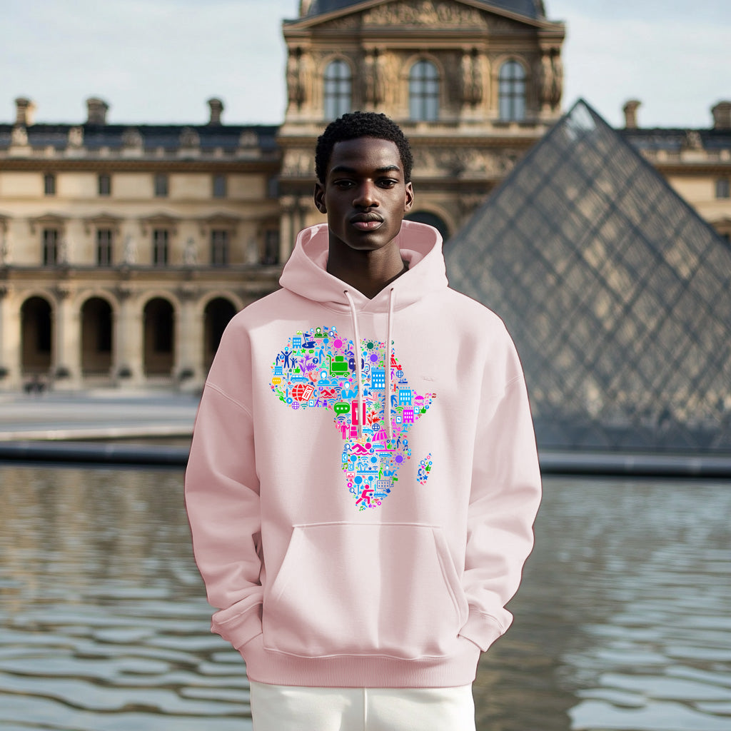 Light Pink Africa map colorful pattern Style 202 - Man Hoodie
