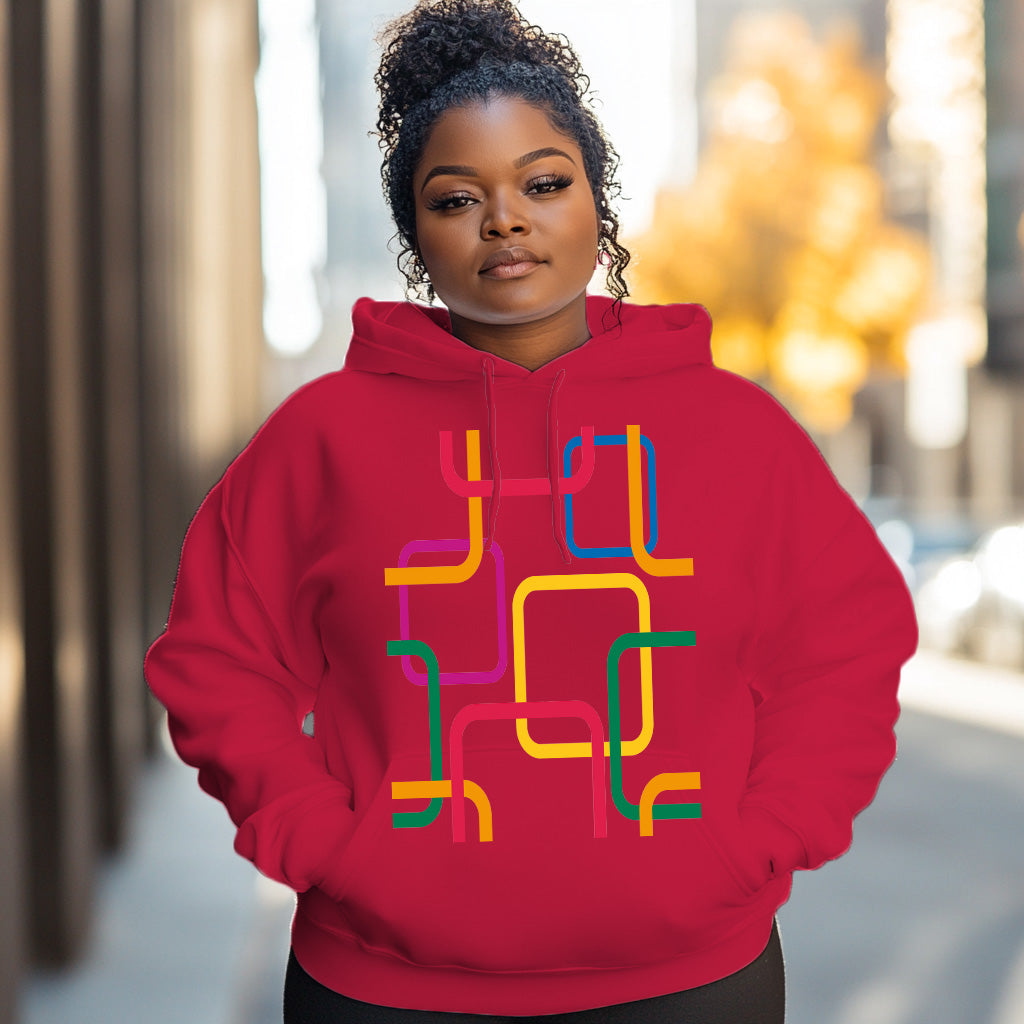 Red Colorful abstract pattern Woman Hoodie