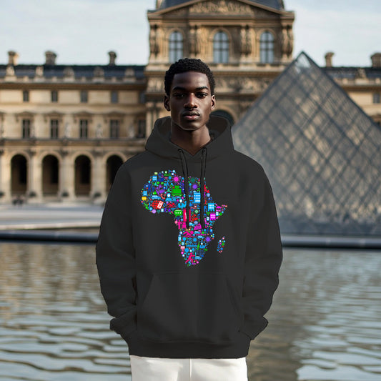 Black Africa map colorful pattern Style 202 - Man Hoodie