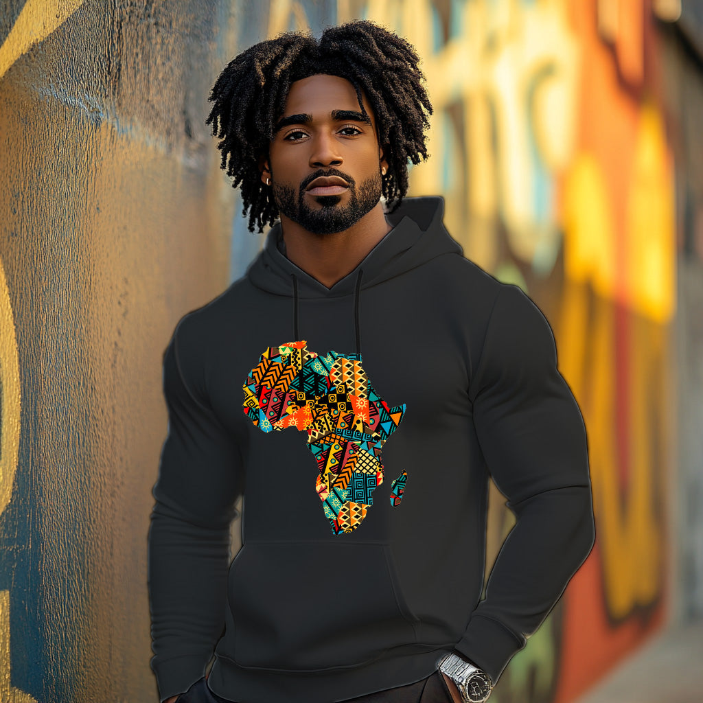 Black Africa map Kente pattern Style 202 - Man Hoodie