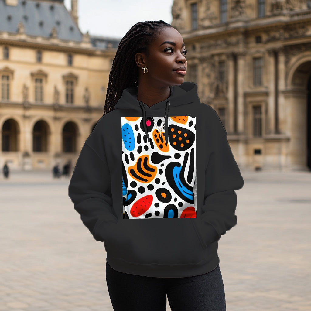 Black Colorful Print Style 203 - Woman Hoodie