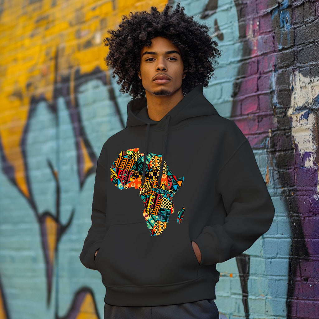 Black Africa map Kente pattern Style 202 - Man Hoodie