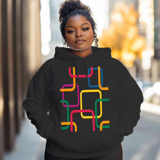 Black Colorful abstract pattern Woman Hoodie