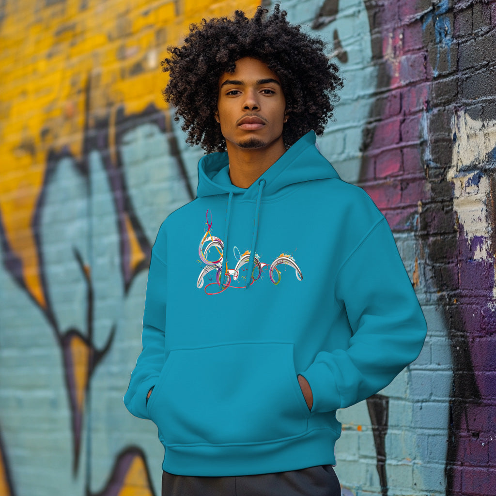 Blue Colorful Musical abstract pattern Man Hoodie