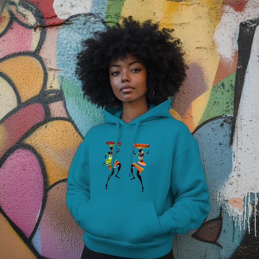 Blue Dancing Tribal Women- Woman Hoodie