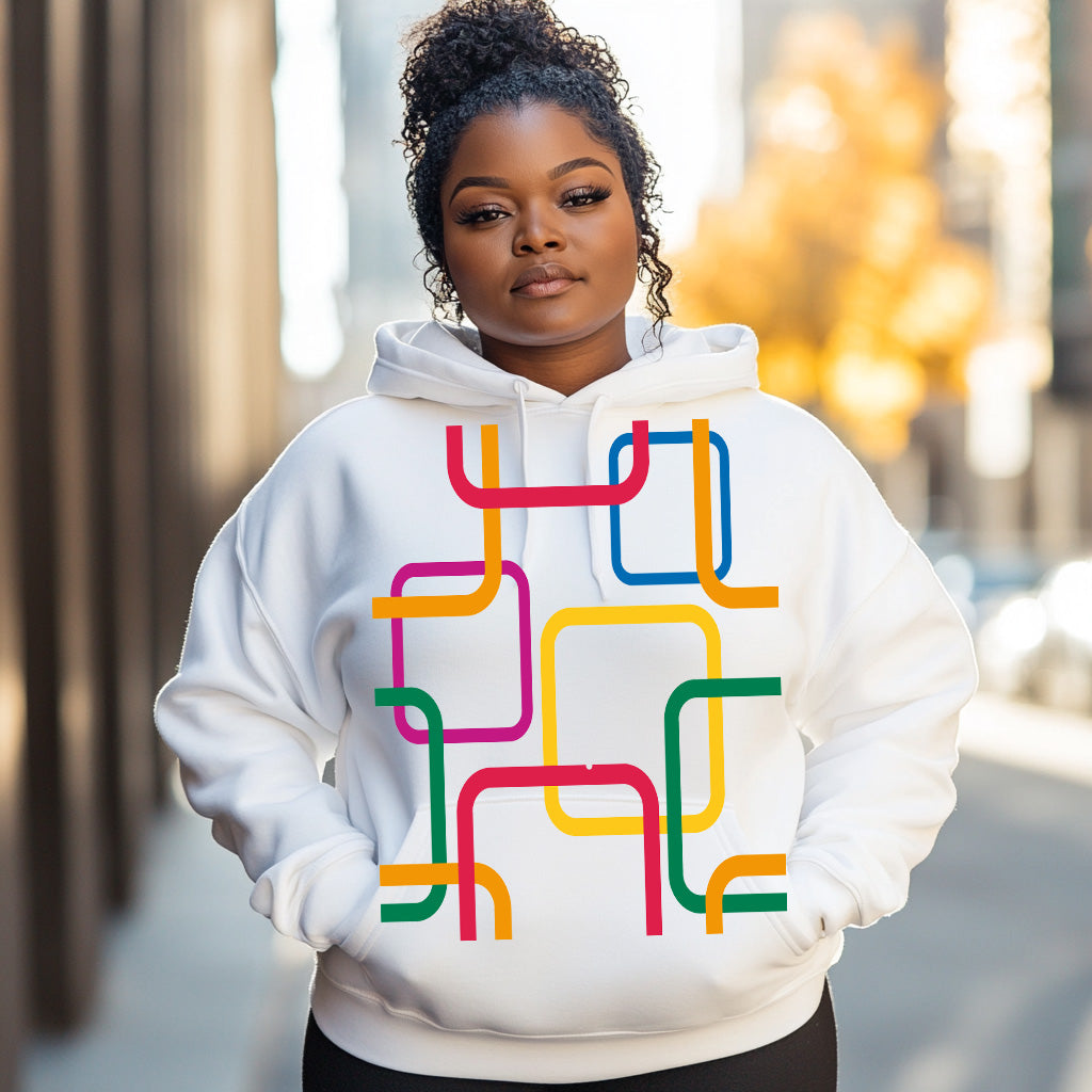 White Colorful abstract pattern Woman Hoodie