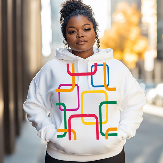 White Colorful abstract pattern Woman Hoodie