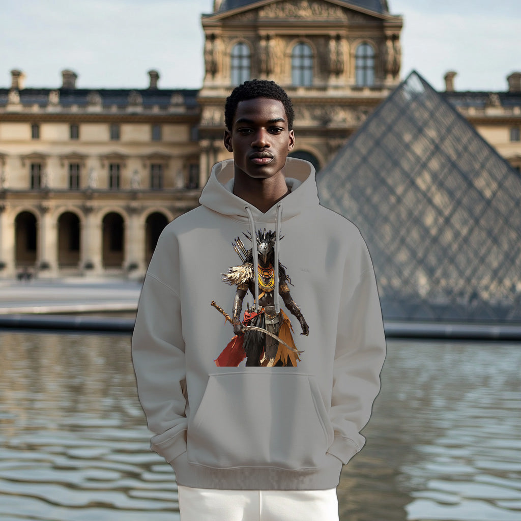 Gray African Warrior Style 203 - Man Hoodie