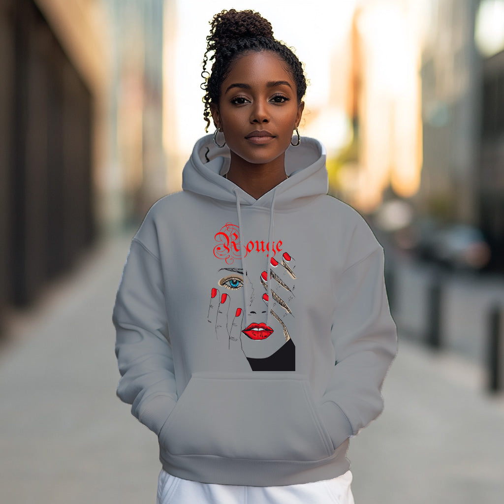 Gray Red Lipstick - Woman Hoodie