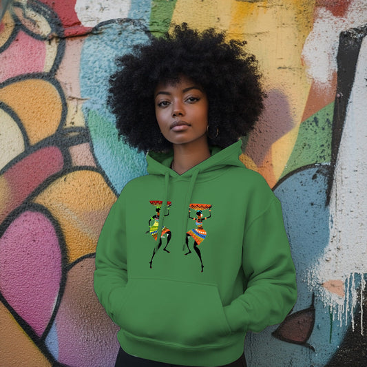 Green Dancing Tribal Women- Woman Hoodie