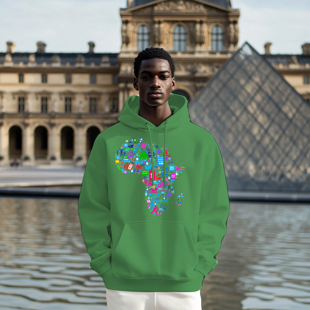 Green Africa map colorful pattern Style 202 - Man Hoodie