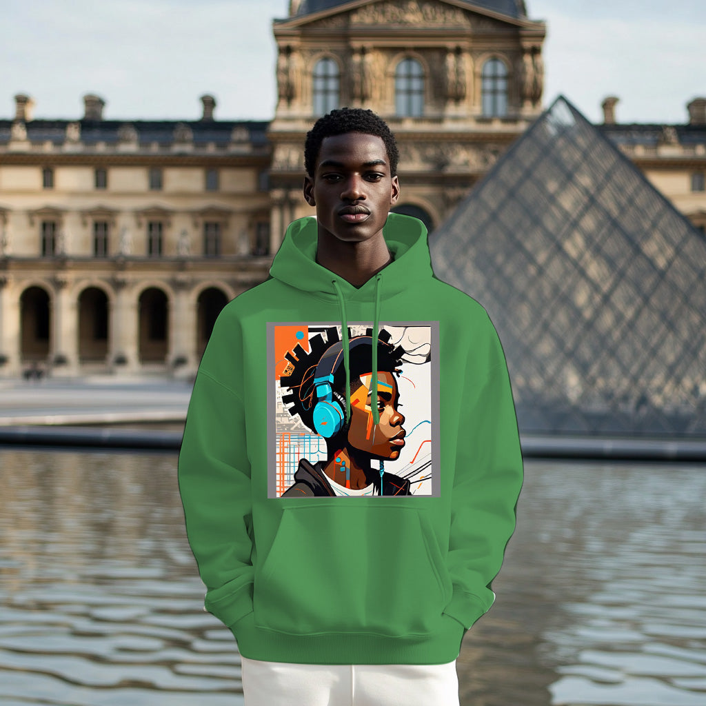 Green Music Lover Style 202 - Man Hoodie