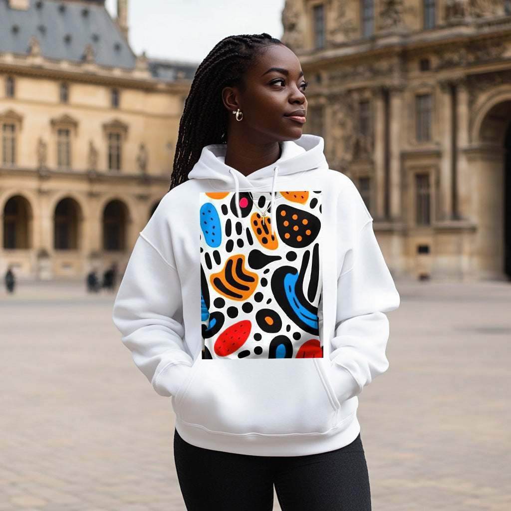 White Colorful Print Style 203 - Woman Hoodie