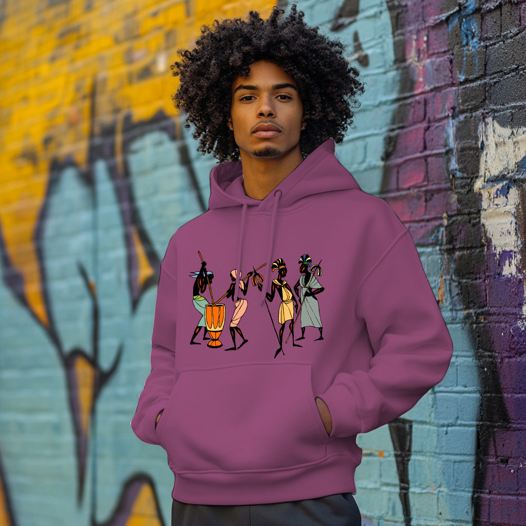 Maroon African Art Style 202 - Man Hoodie