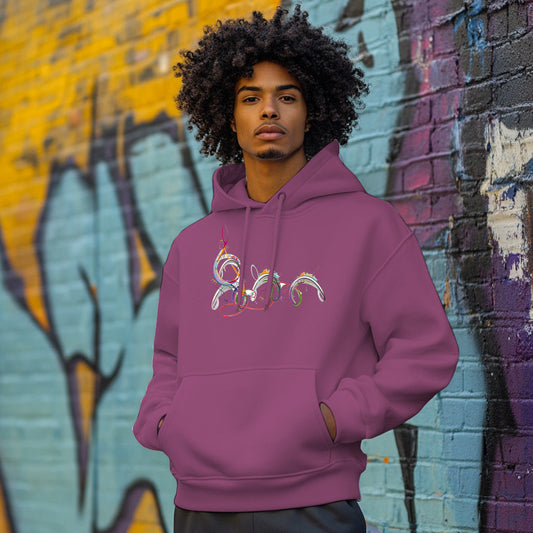 Maroon Colorful Musical abstract pattern Man Hoodie