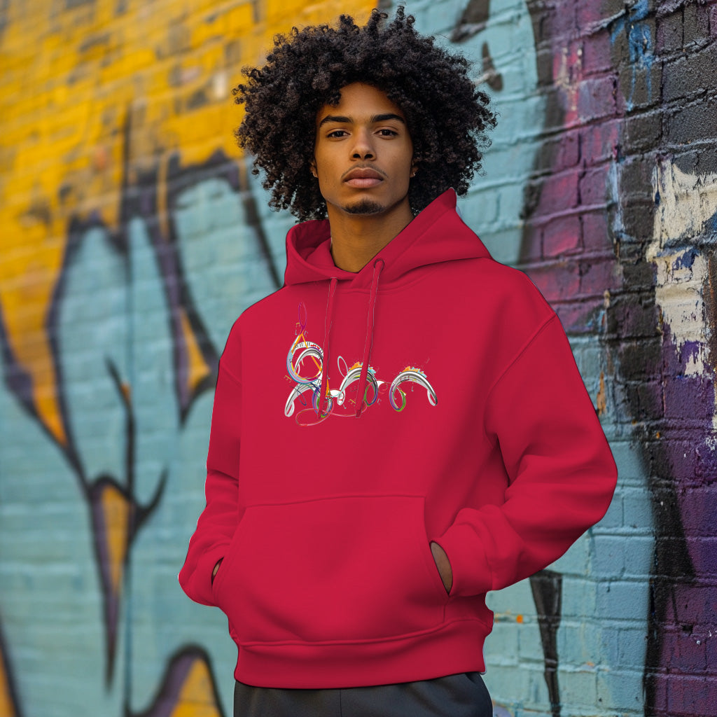 Red Colorful Musical abstract pattern Man Hoodie