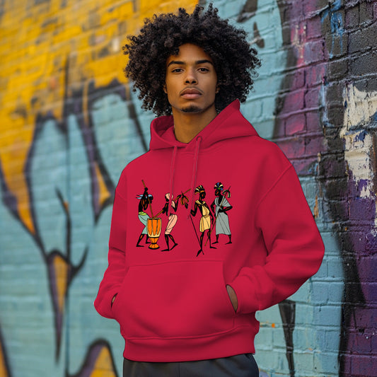 Red African Art Style 202 - Man Hoodie