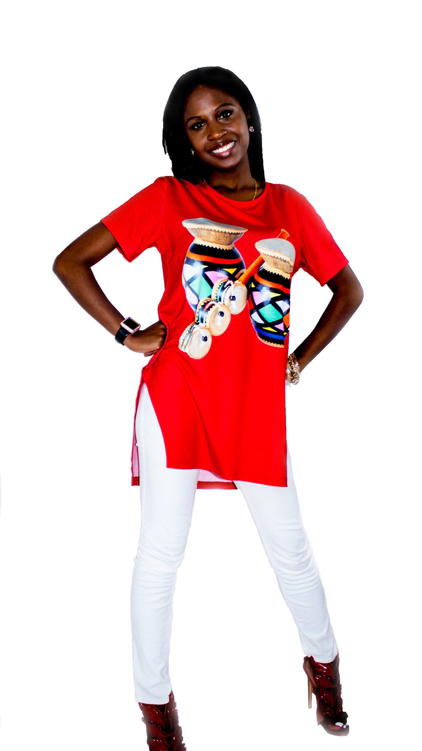 Women Long Line T-shirt African  High quality Print/ designer t-shirt/ graphic shirt