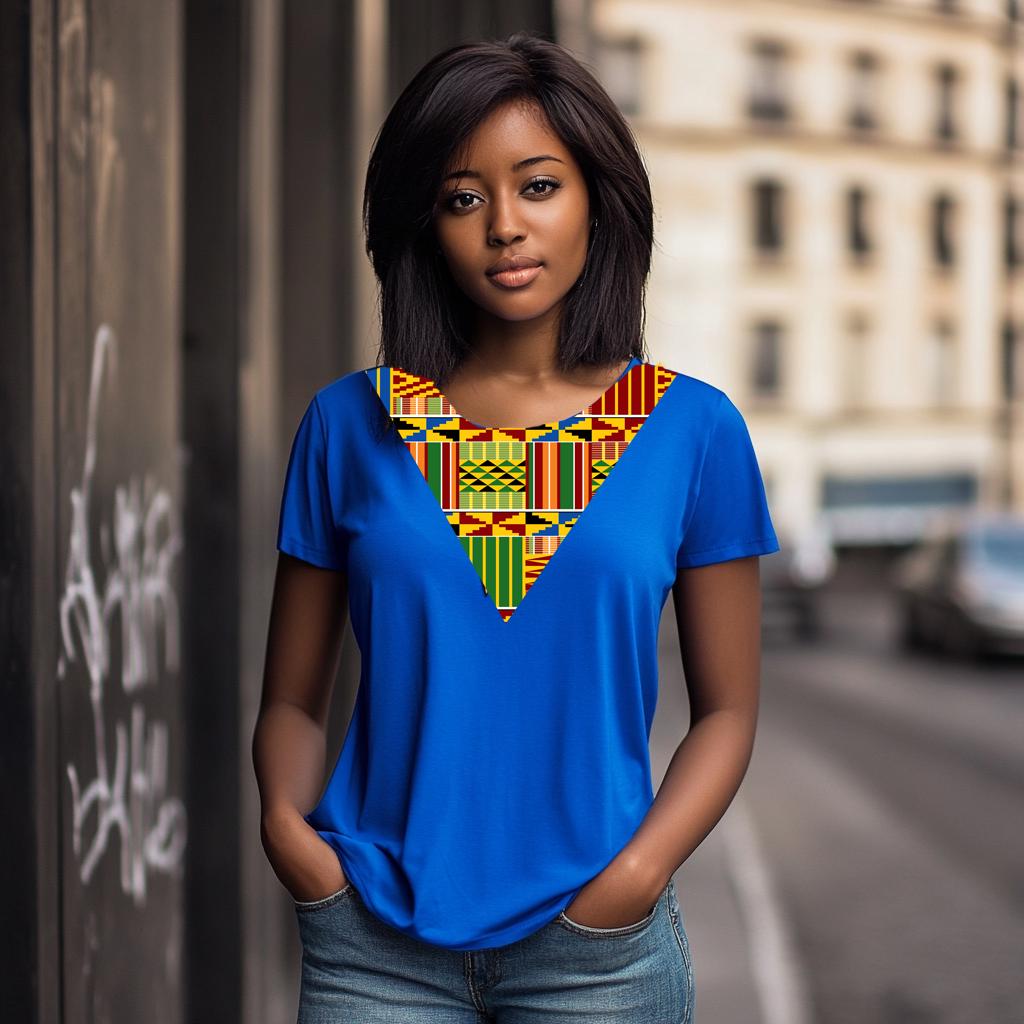 Women oval Long line T-shirt High Quality African Print / designer tshirt / graphic shirt