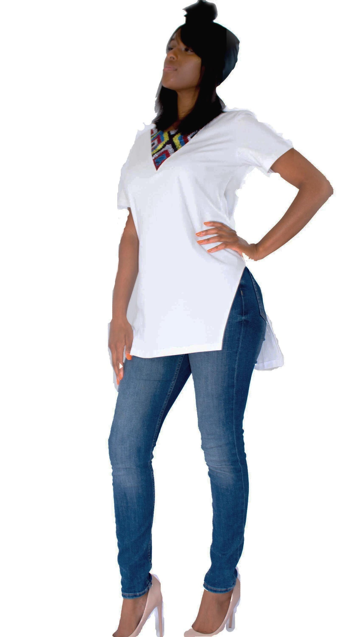 Women Long Line T-shirt African  High quality Print / designer t-shirt / graphic shirt